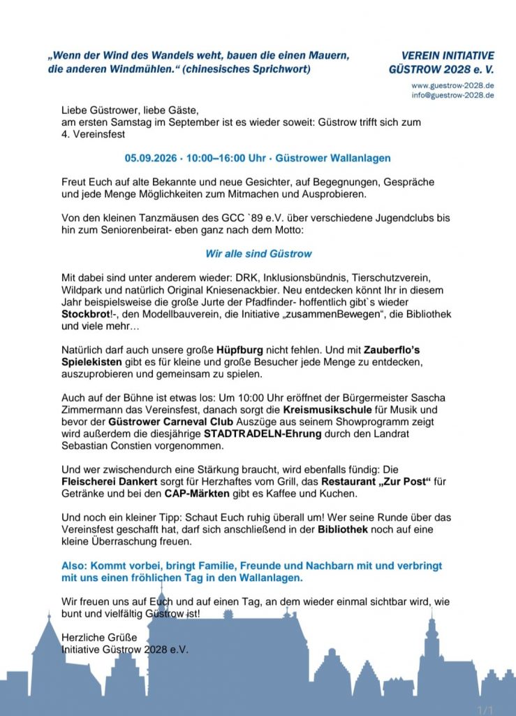 Vereinsfest Güstrow 2026